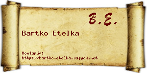 Bartko Etelka névjegykártya
